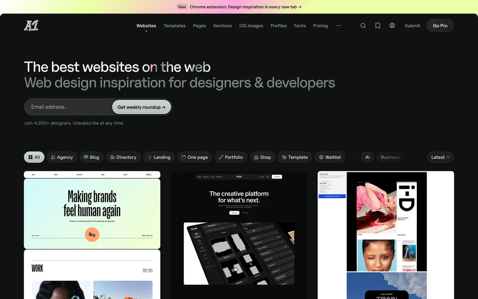 Screenshot of the A1 Gallery website (a1.gallery)