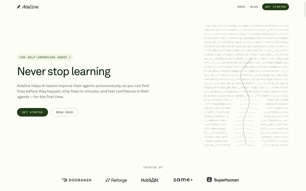 Screenshot of the Adaline website (adaline.ai)