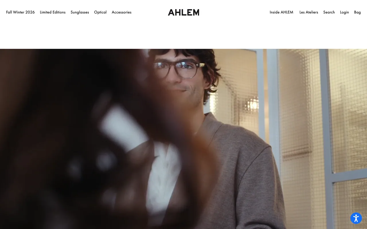 Screenshot of the Ahlem website (ahlemeyewear.com)