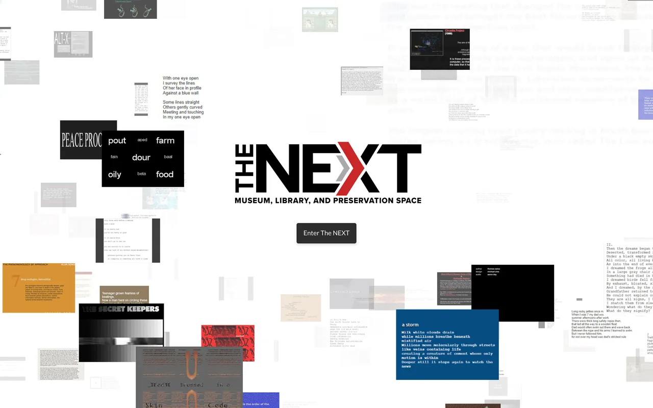 Screenshot of the The NEXT website (archive.the-next.eliterature.org)
