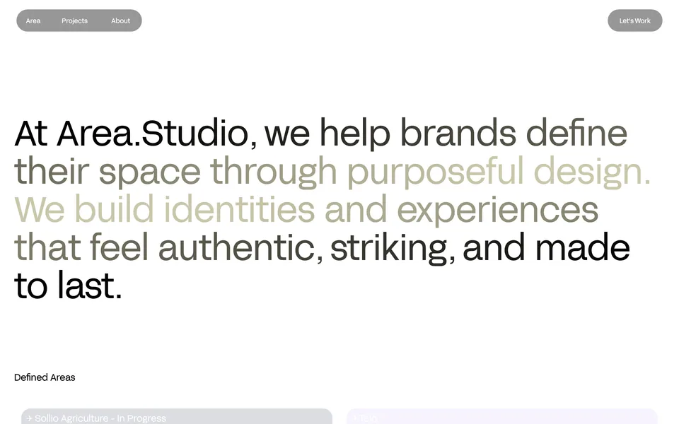 Screenshot of the Area Studio website (area.studio)