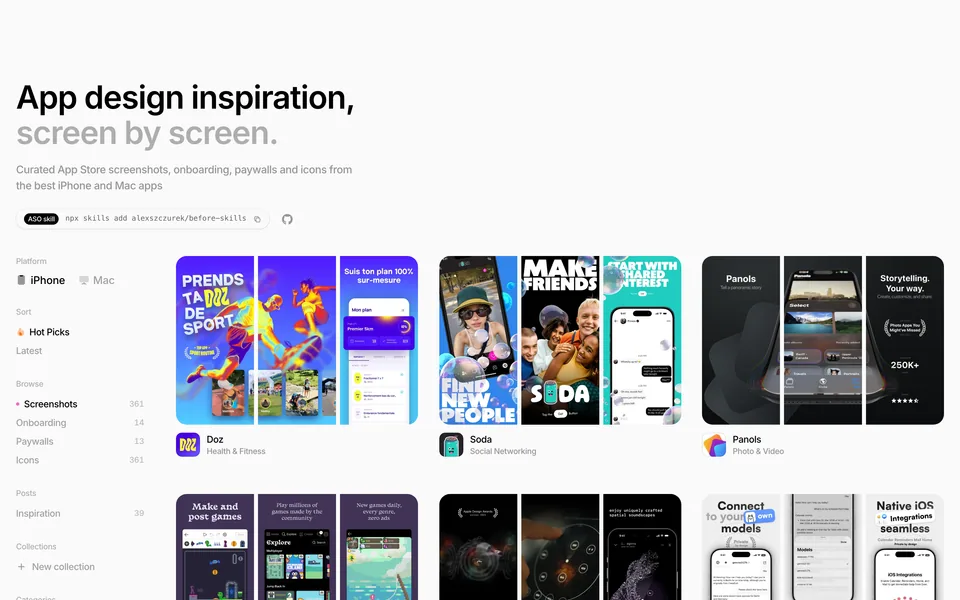 Screenshot of the before.click website (before.click)