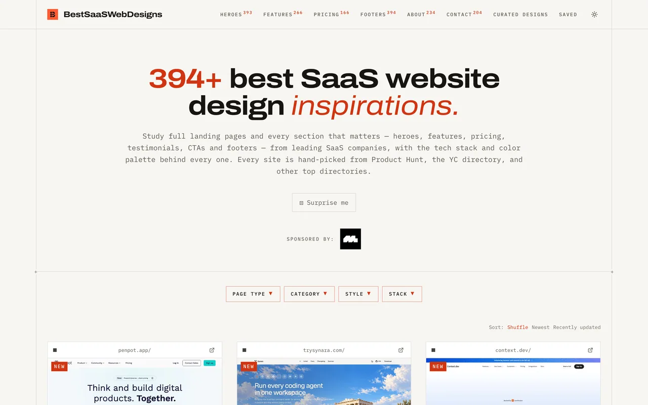Screenshot of the Best SaaS Web Designs website (bestsaaswebdesigns.com)