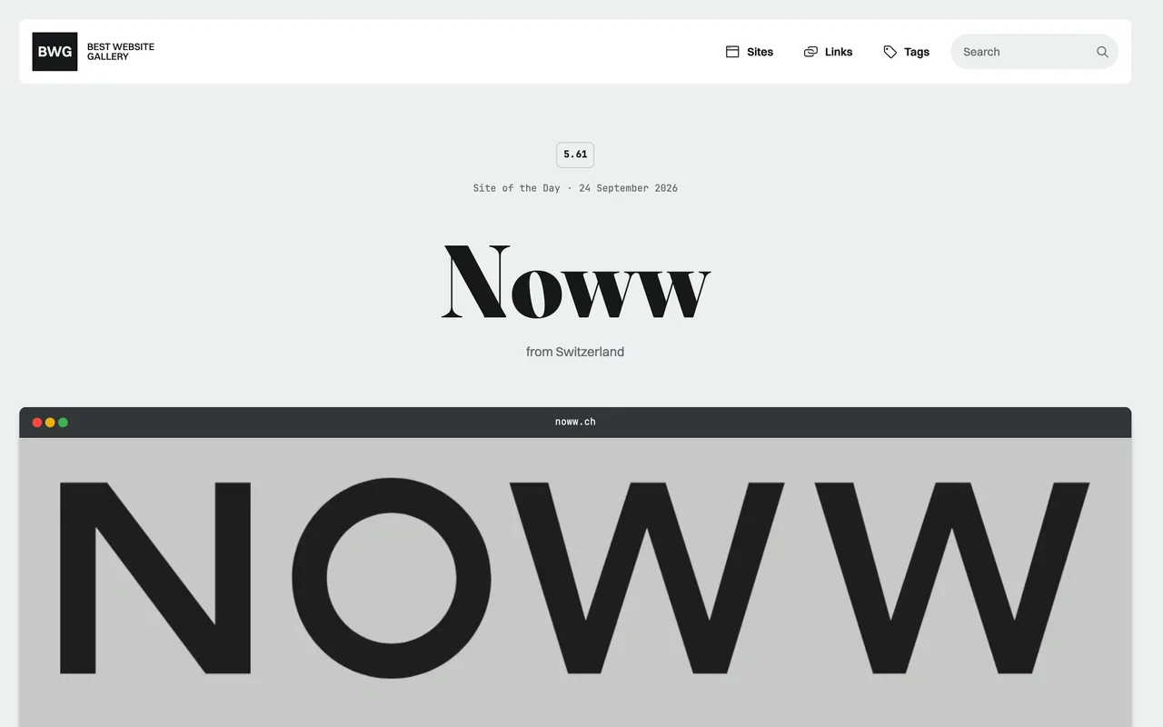Screenshot of the Best Website Gallery website (bestwebsite.gallery)