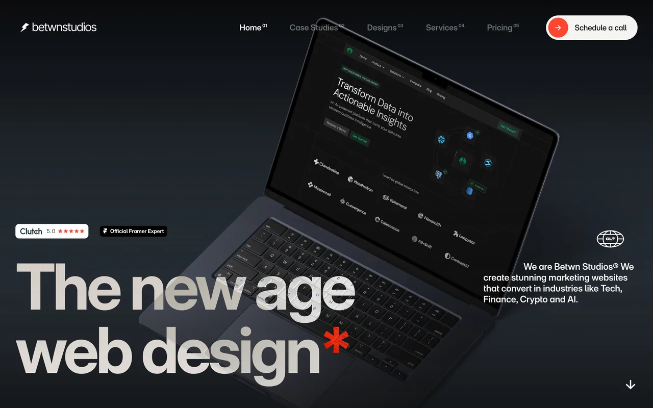 Screenshot of the Betwn Studios website (betwnstudios.com)