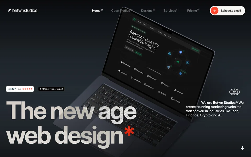 Screenshot of the Betwn Studios website (betwnstudios.com)