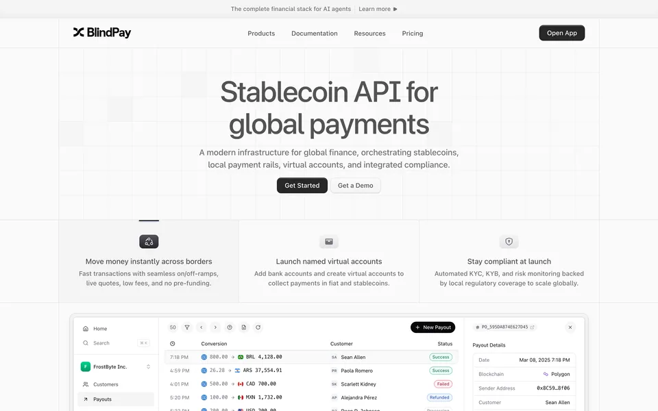 Screenshot of BlindPay