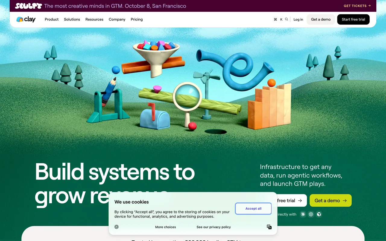Screenshot of the Clay website (clay.com)