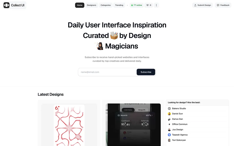 Screenshot of the Collect UI website (collectui.com)