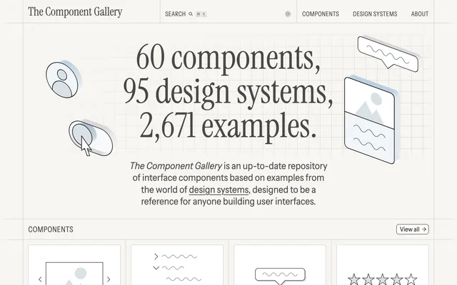 Screenshot of the The Component Gallery website (component.gallery)
