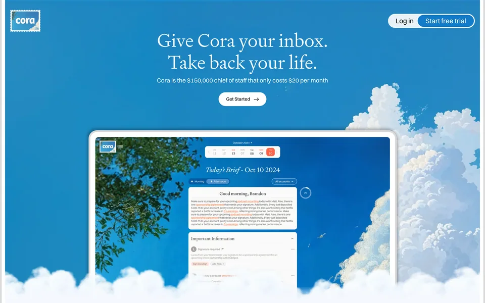 Screenshot of Cora