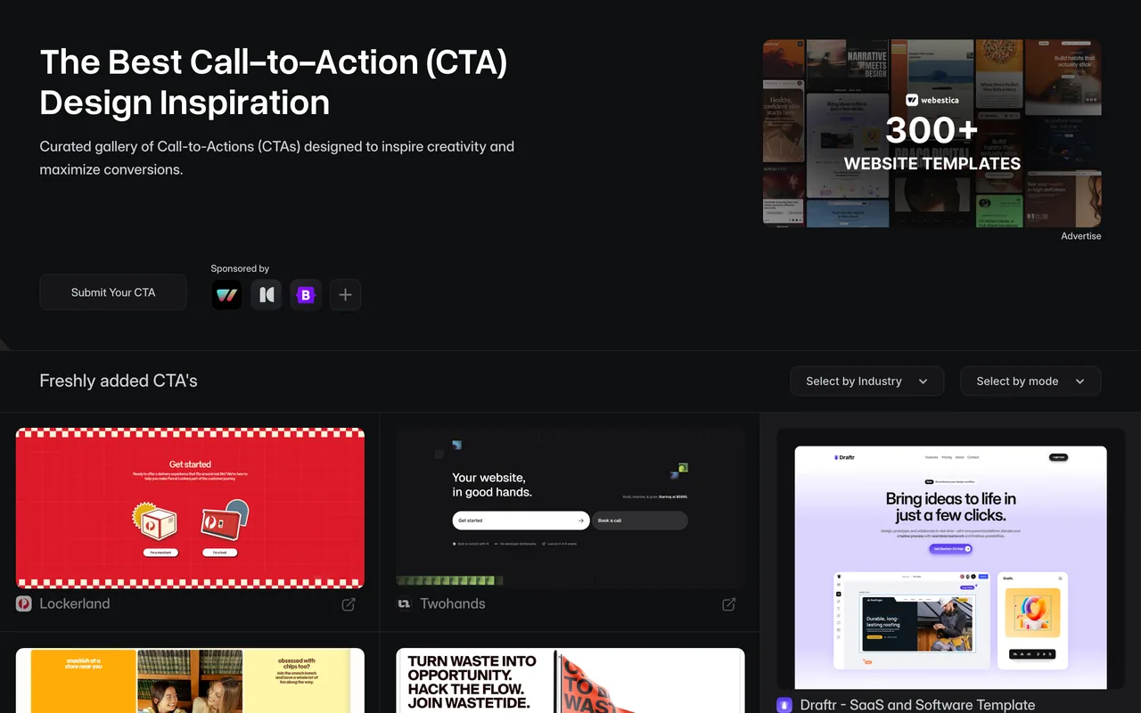 Screenshot of the CTA Gallery website (cta.gallery)
