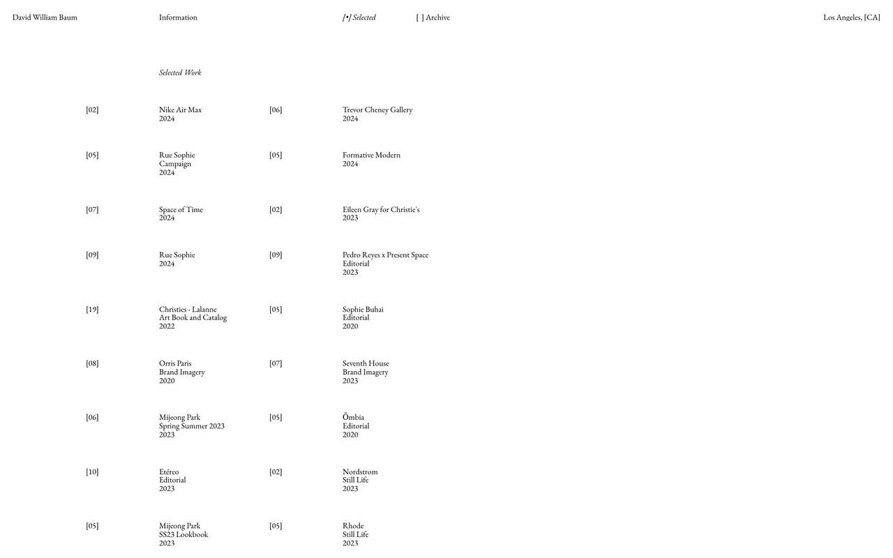 Screenshot of the David William Baum website (david-william-baum-2023.vercel.app)