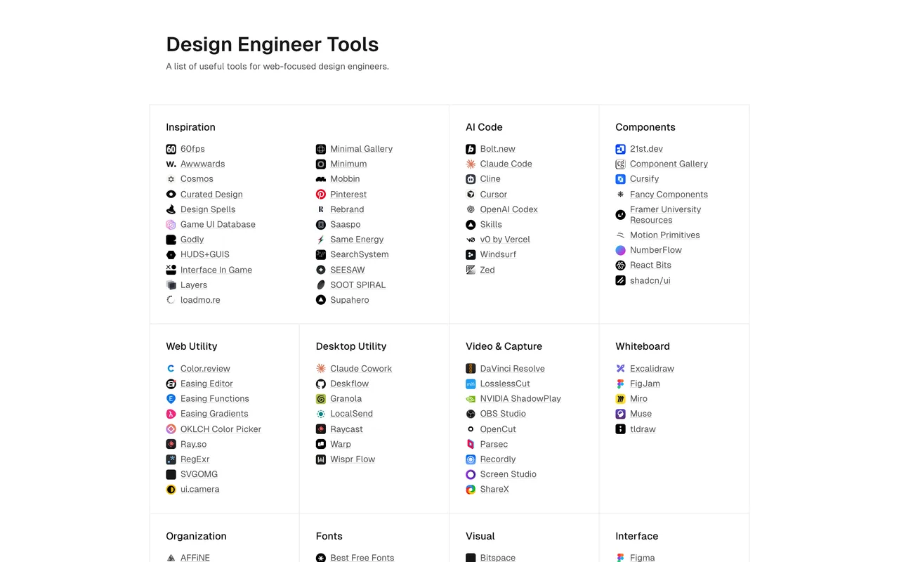 Screenshot of the Design Engineer Tools website (designengineer.tools)