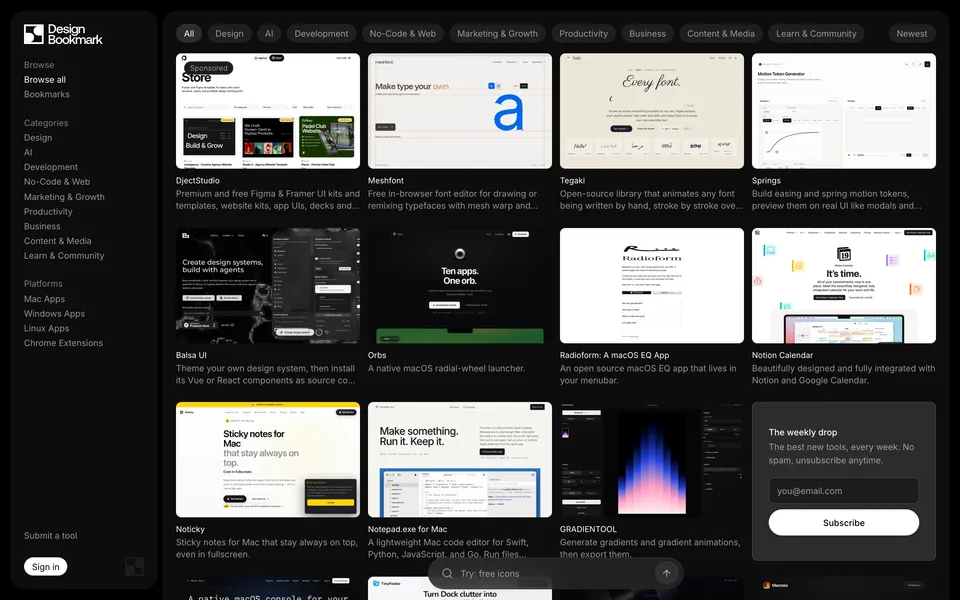 Screenshot of the DesignBookmark website (designbookmark.com)