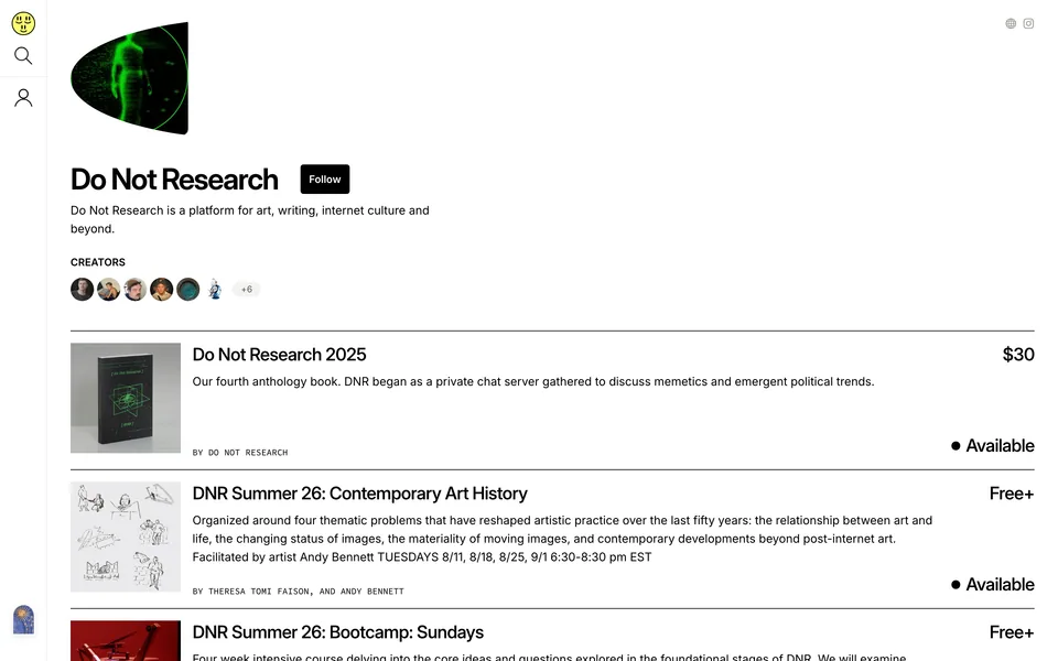 Screenshot of Do Not Research