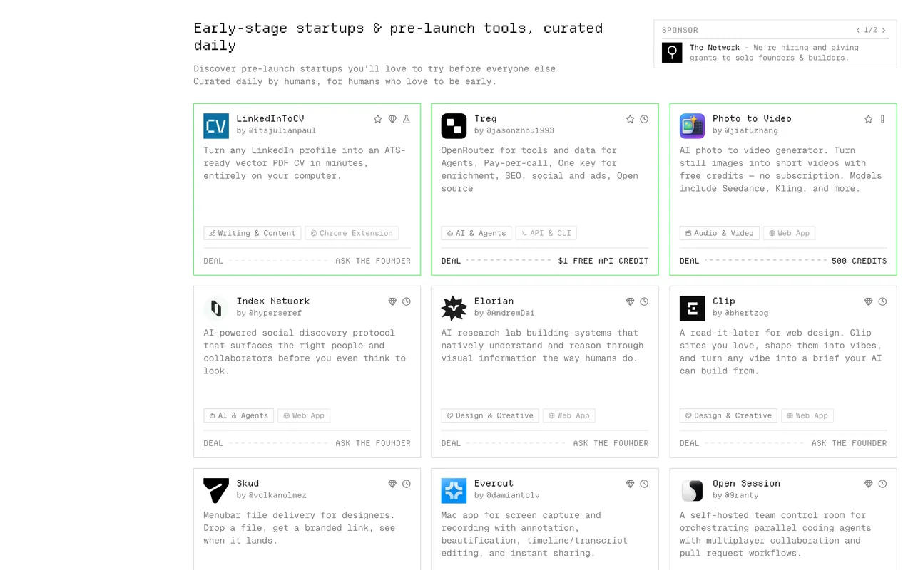 Screenshot of the Early website (early.tools)