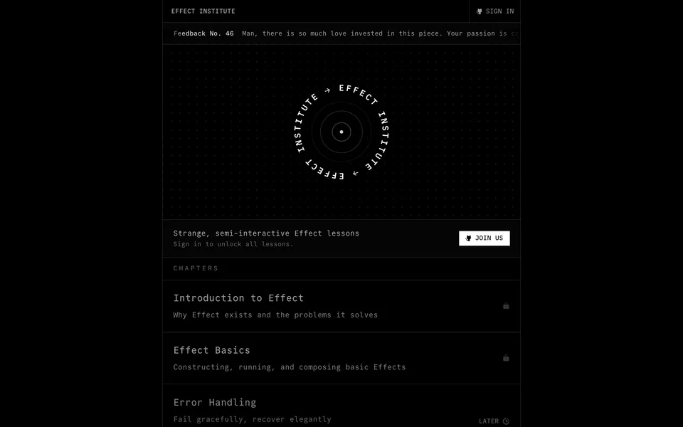 Screenshot of Effect Institute