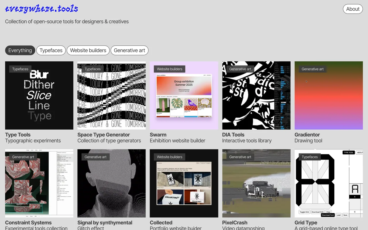 Screenshot of the Everywhere Tools website (everywhere.tools)
