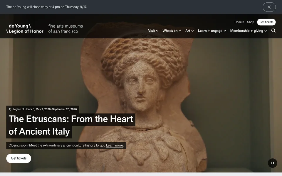 Screenshot of Fine Arts Museums of San Francisco