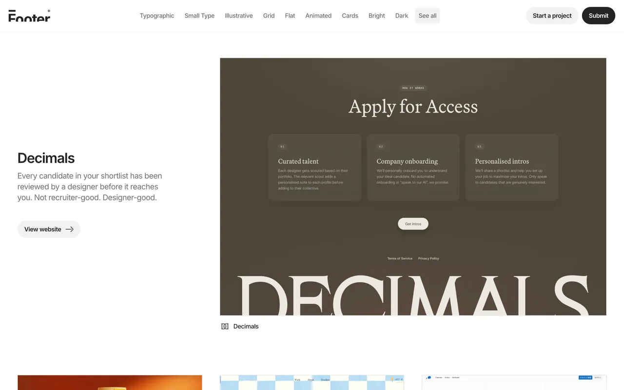 Screenshot of the Footer website (footer.design)