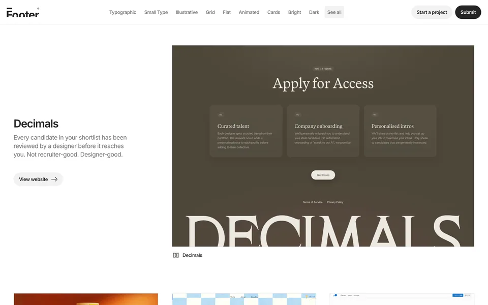 Screenshot of the Footer website (footer.design)