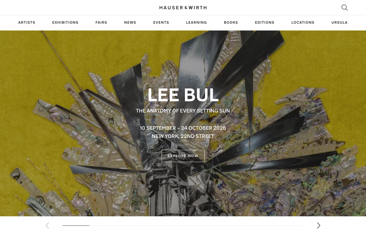 Screenshot of the Hauser & Wirth website (hauserwirth.com)