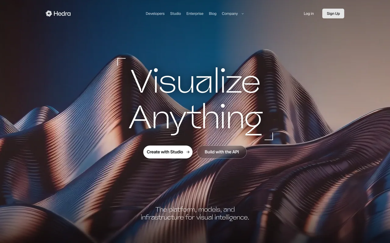 Screenshot of the Hedra website (hedra.com)