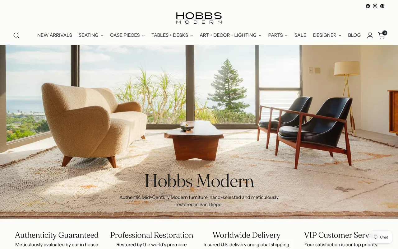 Screenshot of the Hobbs Modern website (hobbsmodern.com)