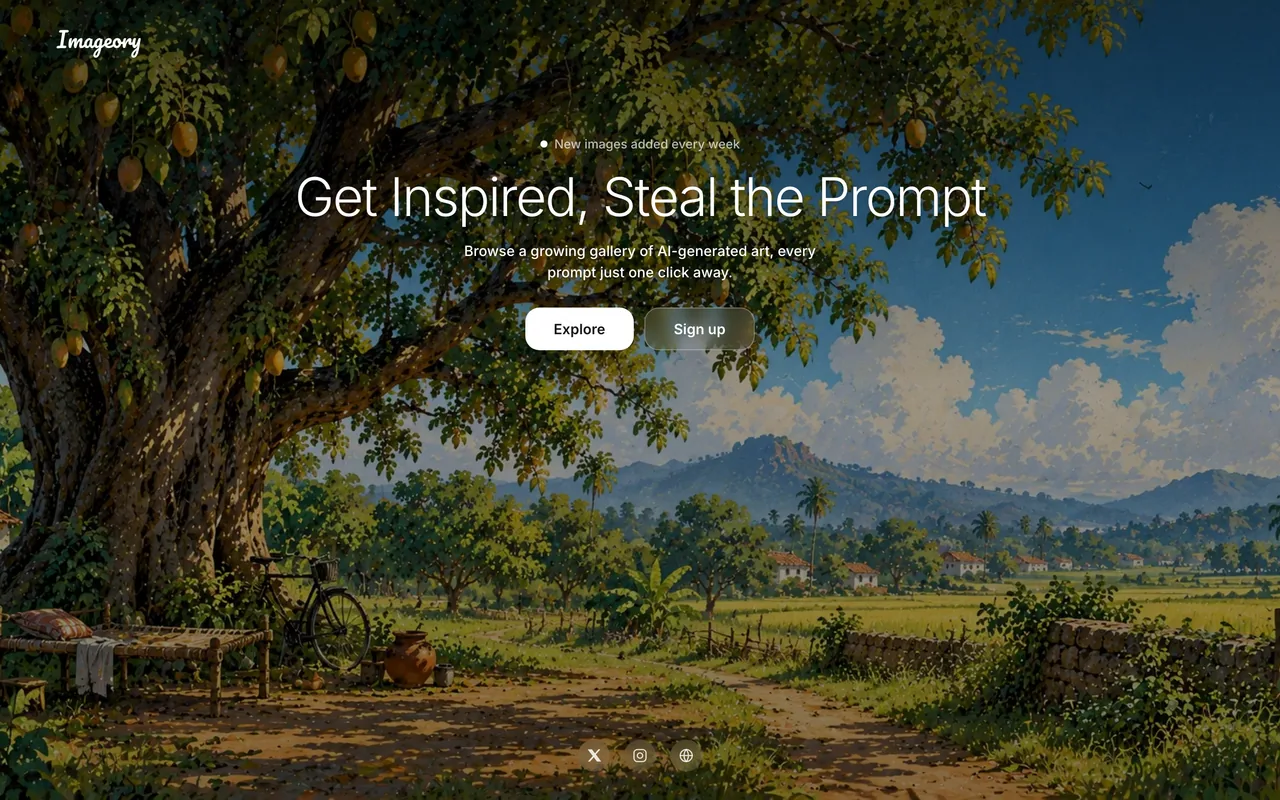 Screenshot of the Imageory website (imageory.in)