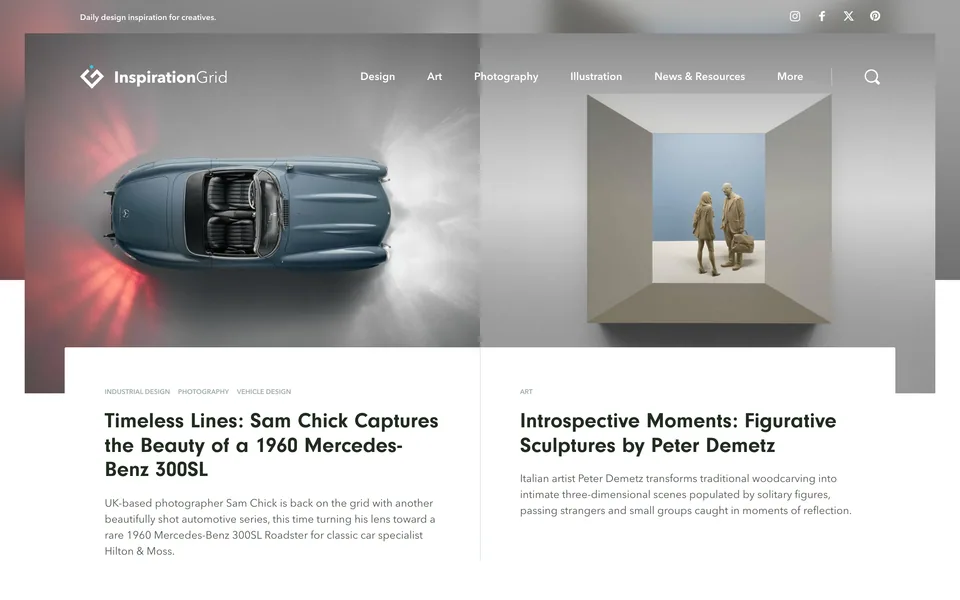 Screenshot of the Inspiration Grid website (theinspirationgrid.com)