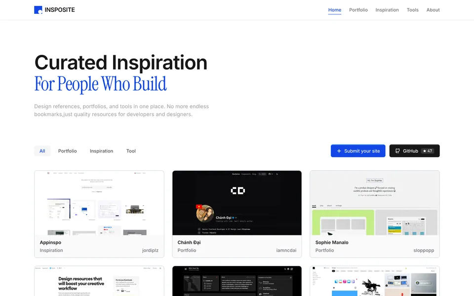 Screenshot of the Insposite website (insposite.com)