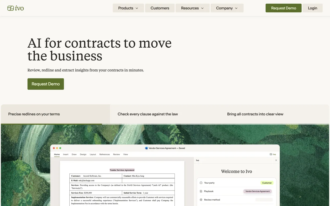 Screenshot of the Ivo website (ivo.ai)