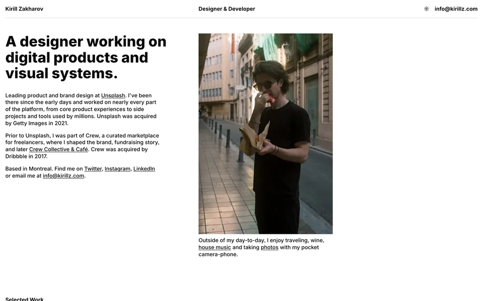 Screenshot of the Kirill Zakharov website (kirillz.com)