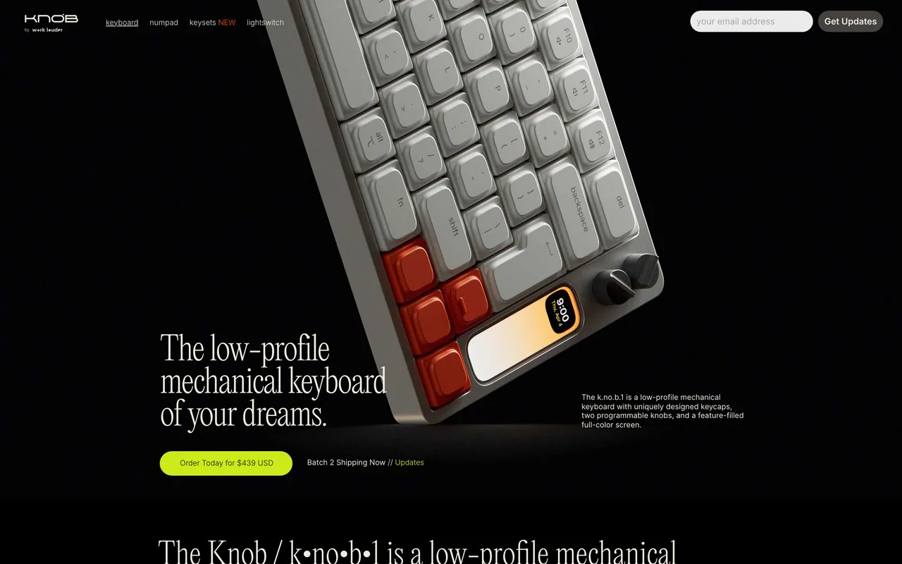 Screenshot of the Knob website (knob.design)