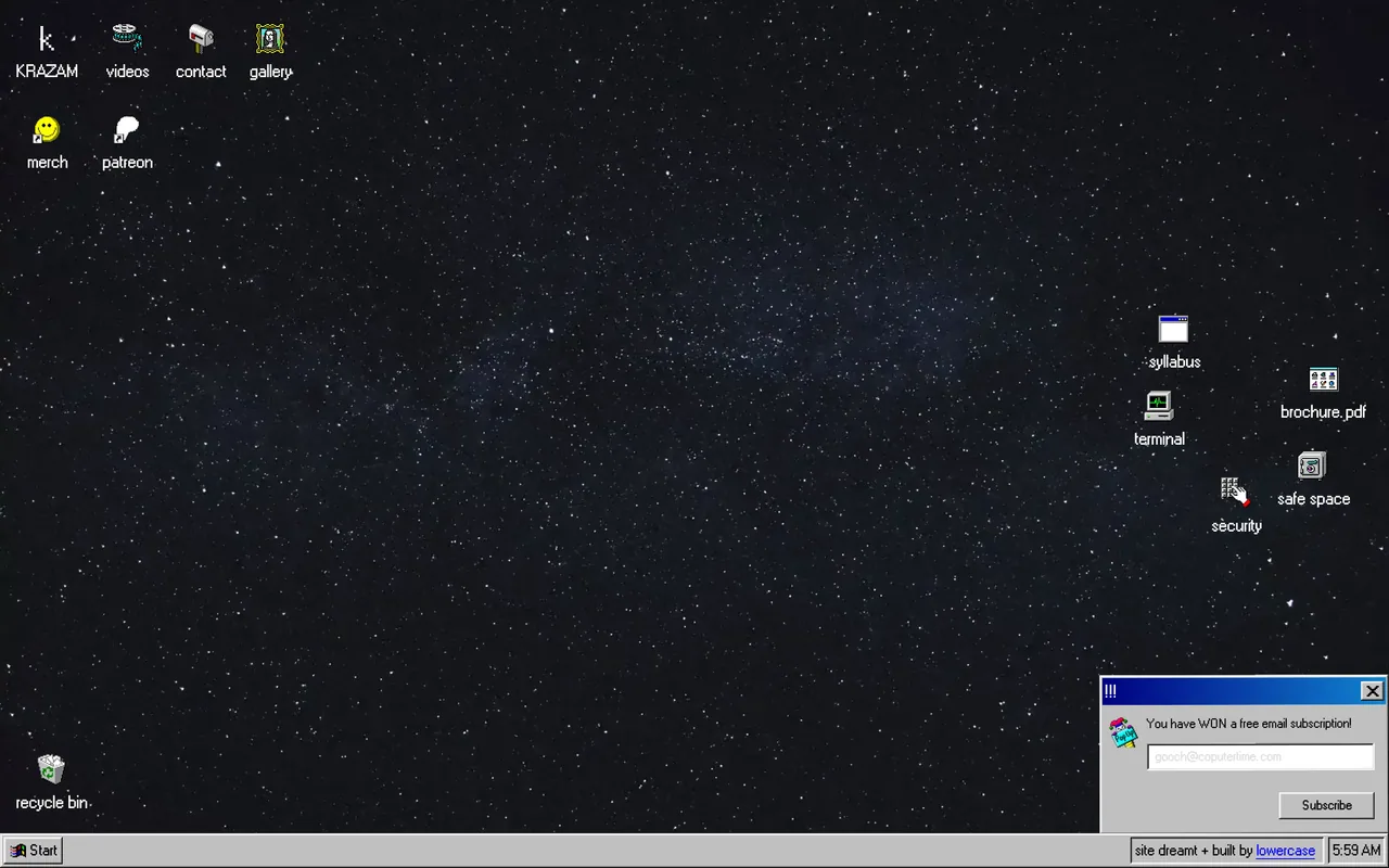 Screenshot of the Krazam website (krazam.tv)