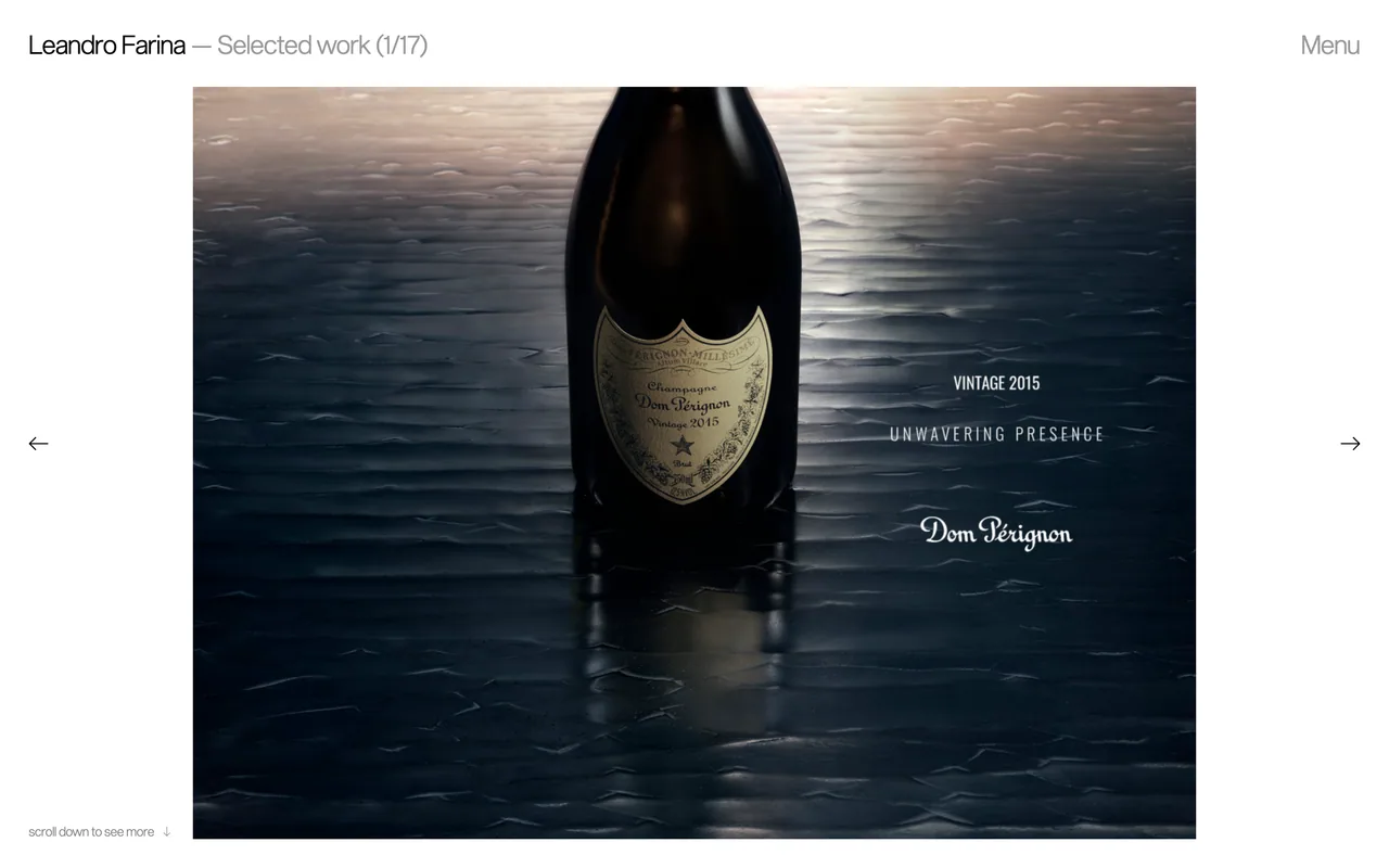 Screenshot of the Leandro Farina website (leandrofarina.com)