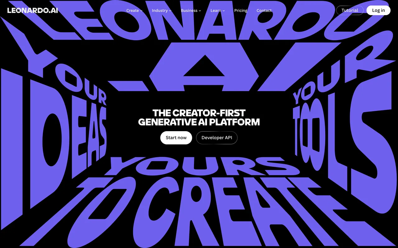 Screenshot of the Leonardo AI website (leonardo.ai)