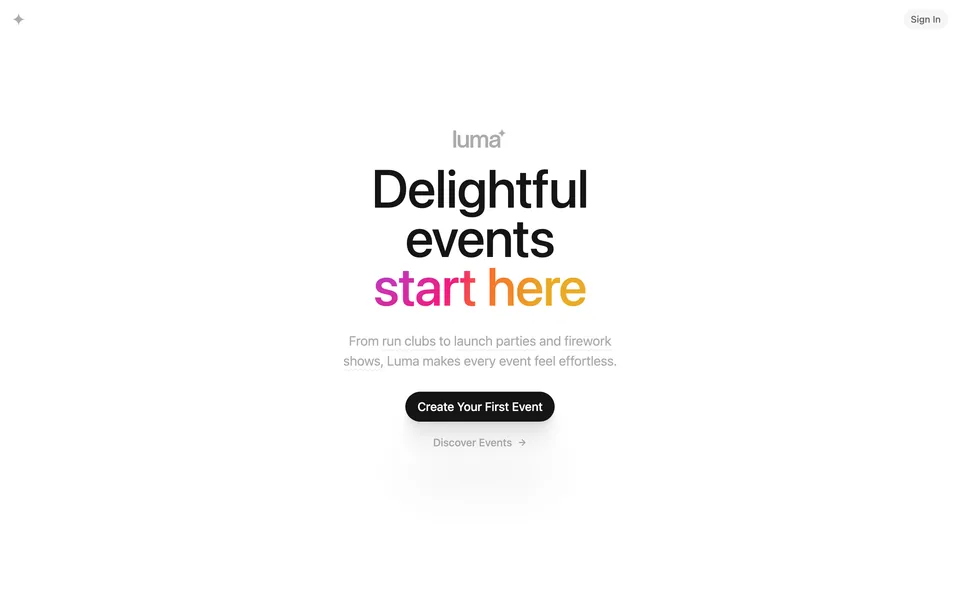 Screenshot of the Luma website (luma.com)