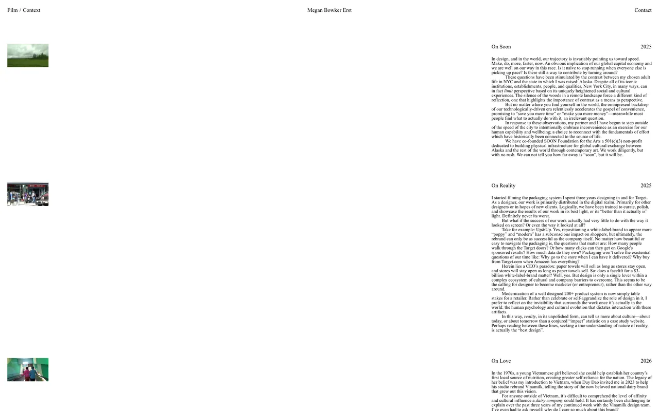 Screenshot of the Megan Bowker Erst website (meganbowker.com)