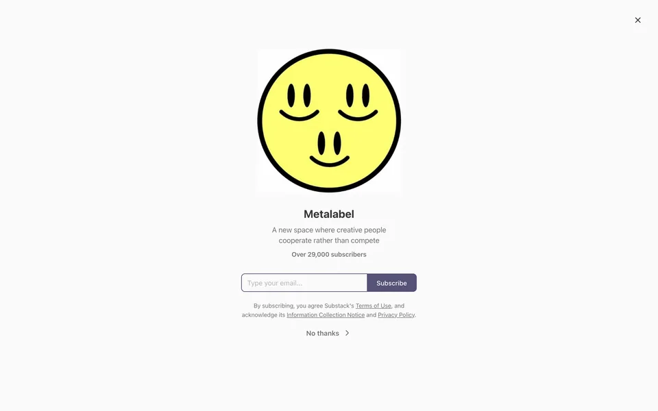 Screenshot of Metalabel