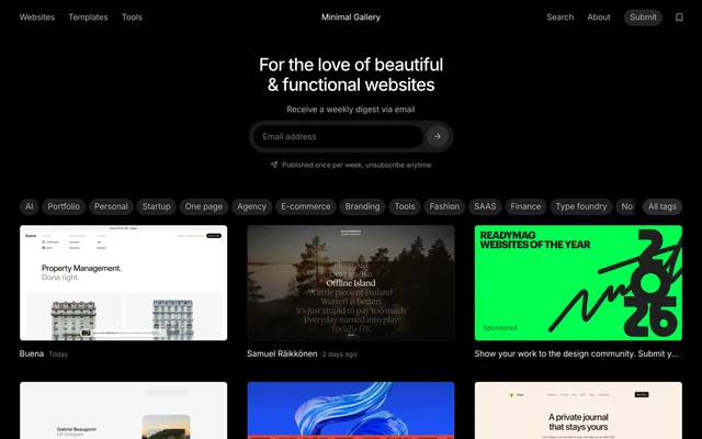 Screenshot of the Minimal Gallery website (minimal.gallery)