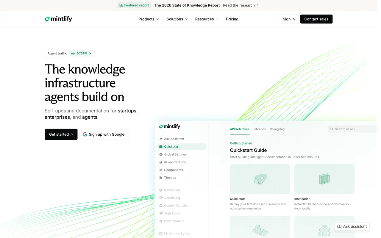 Screenshot of the Mintlify website (mintlify.com)