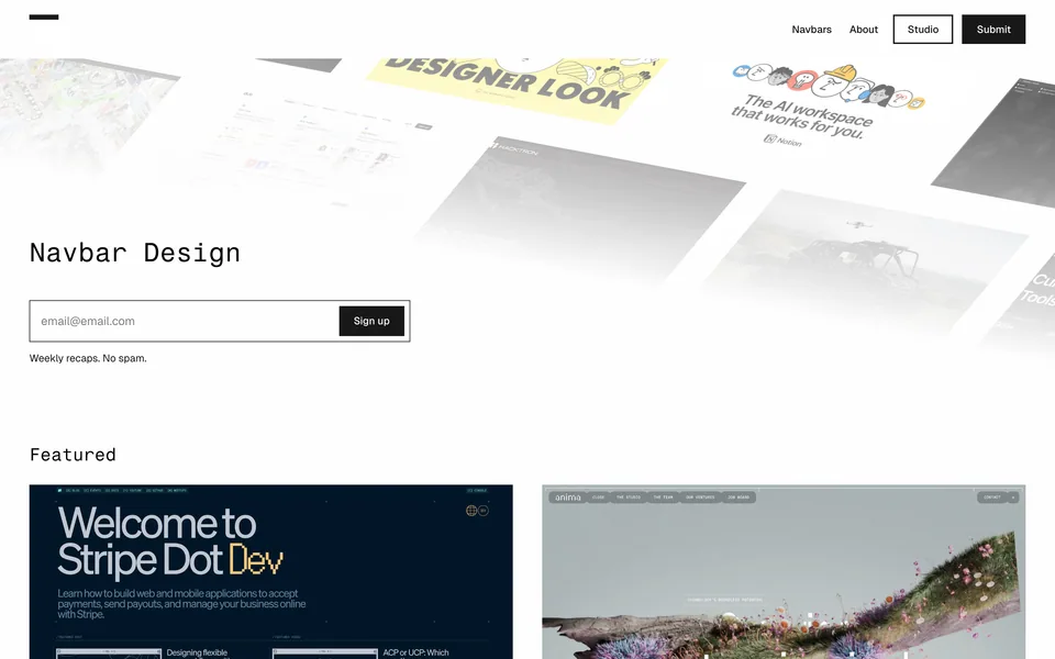 Screenshot of the navbar.design website (navbar.design)