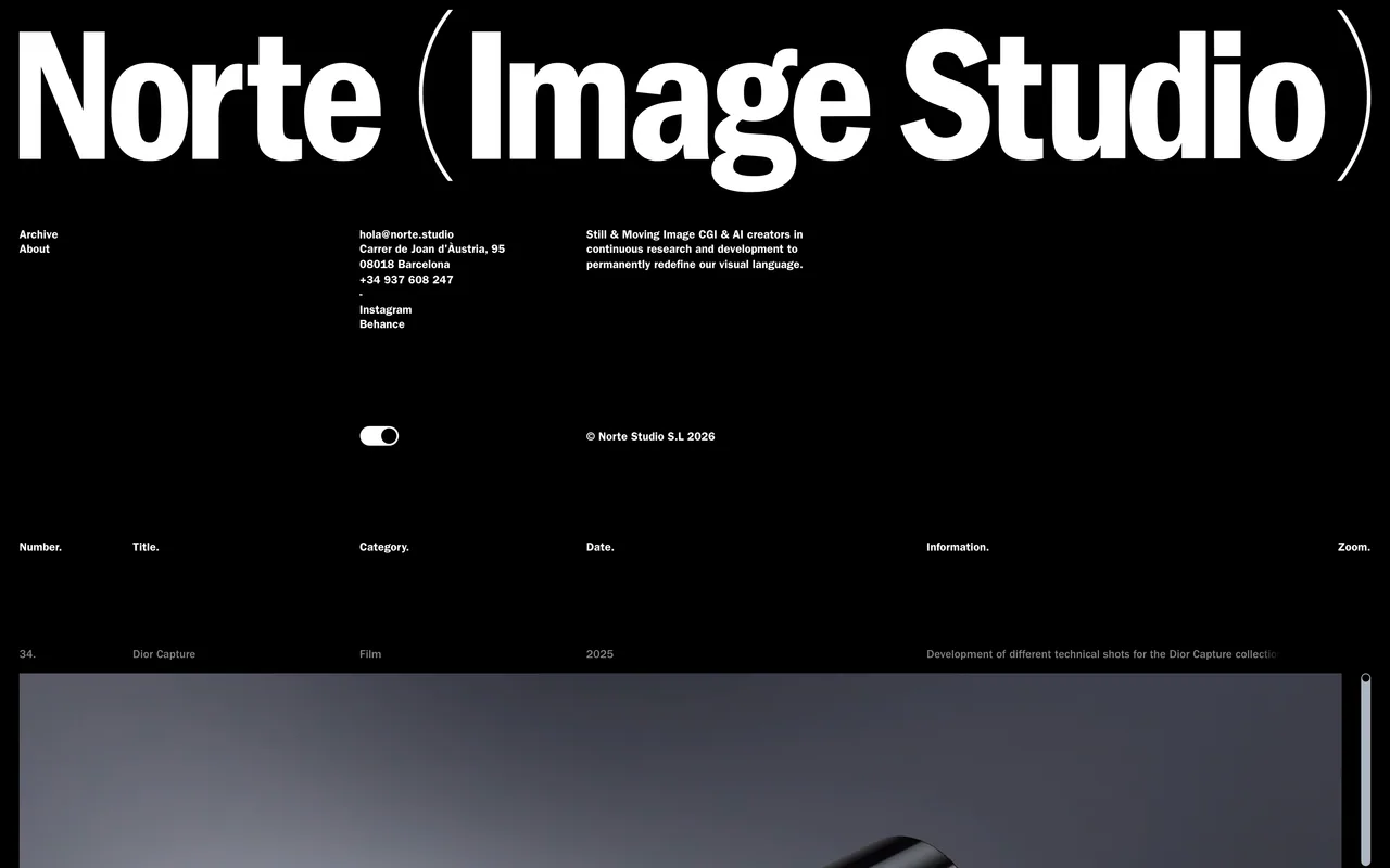 Screenshot of the Norte website (norte.studio)