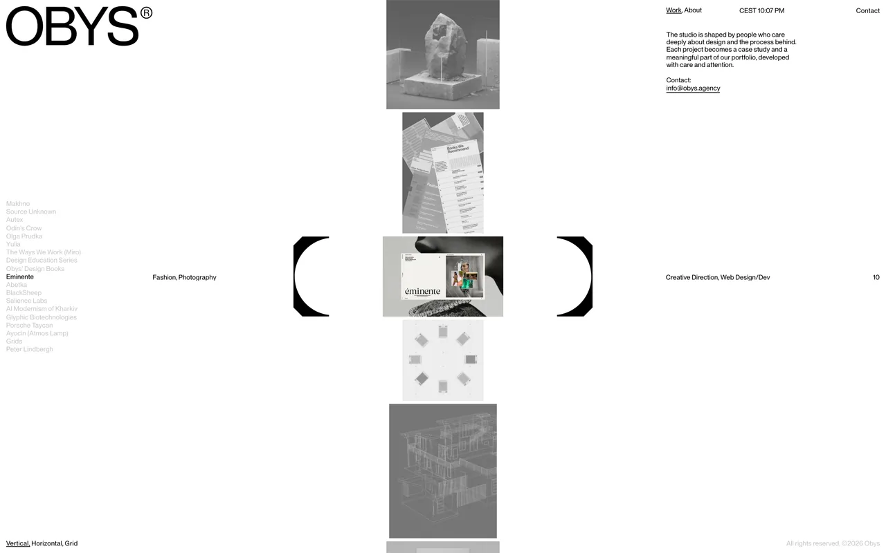 Screenshot of the Obys Agency website (obys.agency)