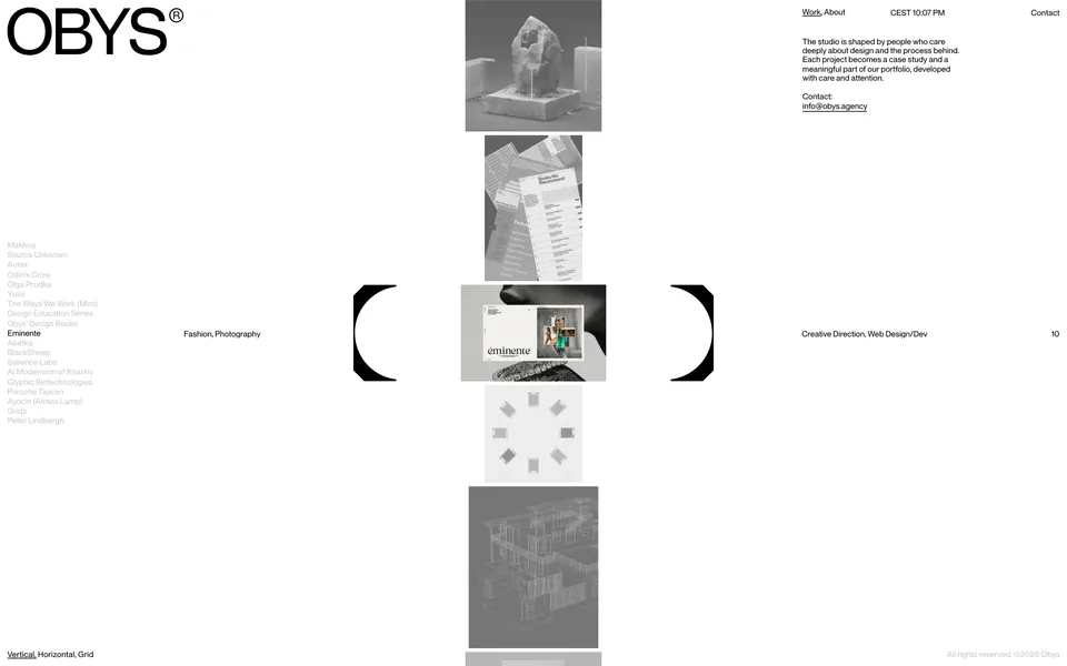 Screenshot of Obys Agency