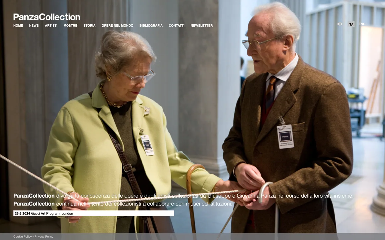 Screenshot of the Panza Collection website (panzacollection.org)