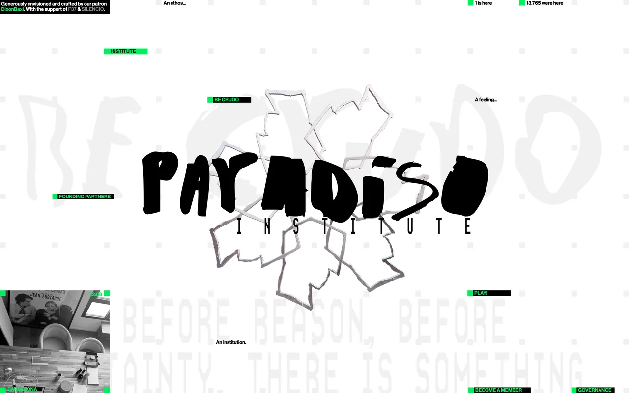 Screenshot of the Paradiso Institute website (paradisoinstitute.org)