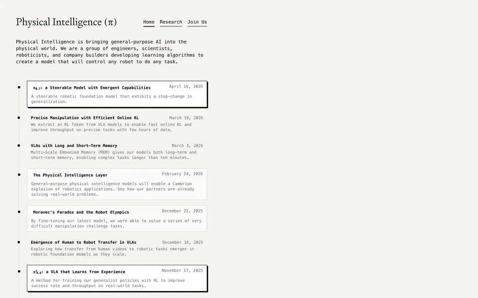 Screenshot of Physical Intelligence